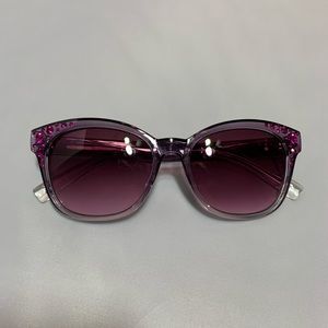 Purple Plastic Large Frame Sunglasses  Rhinestones